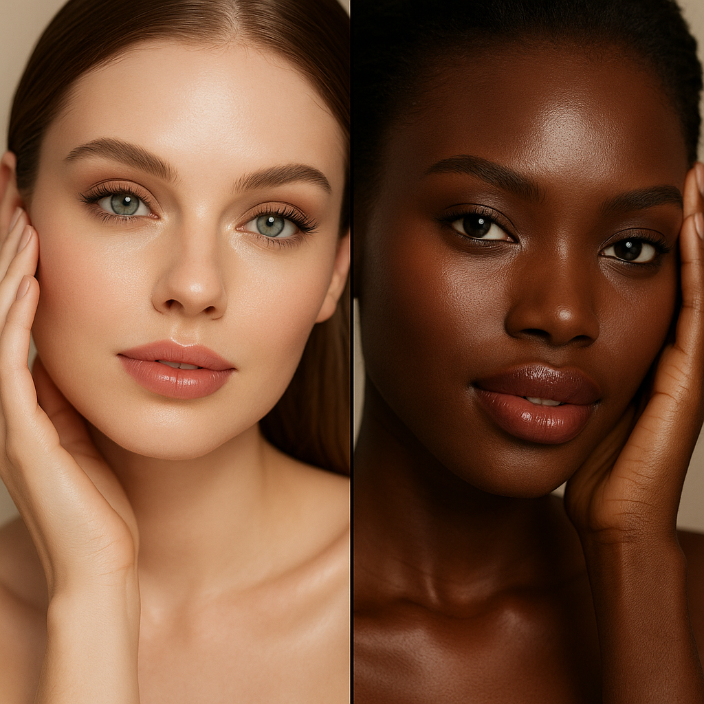 Visual representation of colorism in beauty advertising contrasts