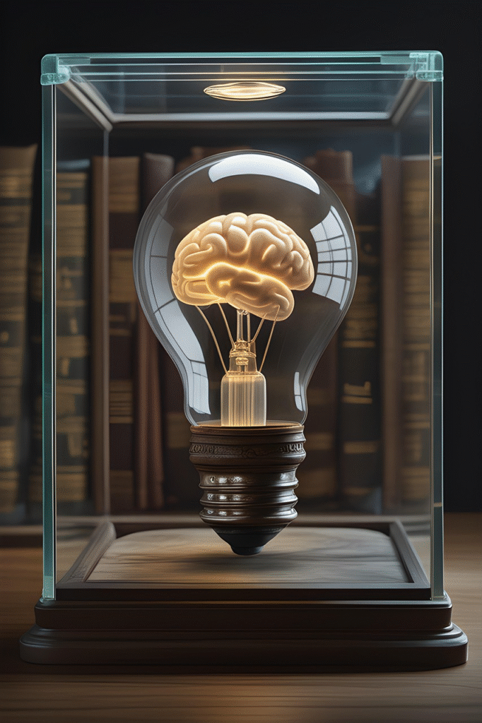 There's delicious irony in showcasing a "bright idea" trapped in a protective case. This perfectly illustrates your critique that Canva's campaign demonstrates technical mastery whilst avoiding the creative risks that generate genuine breakthrough thinking.

Production Quality Metaphor
The pristine glass case, professional lighting, and museum-standard presentation mirror exactly what you've identified in the campaign—flawless execution that potentially limits creative spontaneity. The brain/idea is preserved, protected, but also isolated from the messy reality where real innovation happens.

