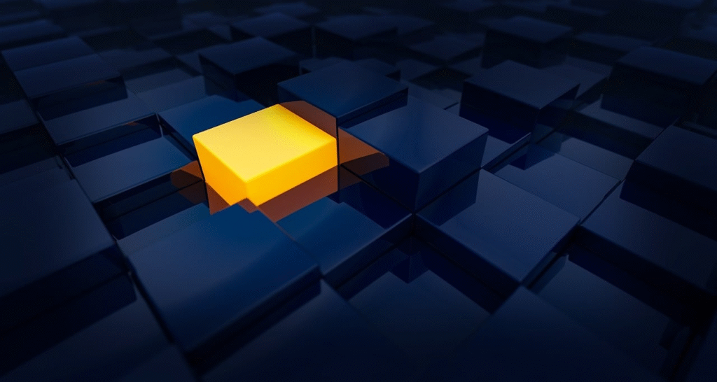 Standout Potential: The yellow cube suggests one bold idea or approach waiting to break through the monochrome sameness.

Uniformity vs. Innovation: The sea of identical dark cubes represents the safe, formulaic campaign executions. The lone bright cube hints at the creative territories Canva chose not to explore: messy failures, democratisation tensions, regional specificity.

Illumination of Untapped Space: The glow around the yellow cube symbolises the “light” of genuine innovation—ideas that remain unexplored because the brand stayed within its comfort zone.