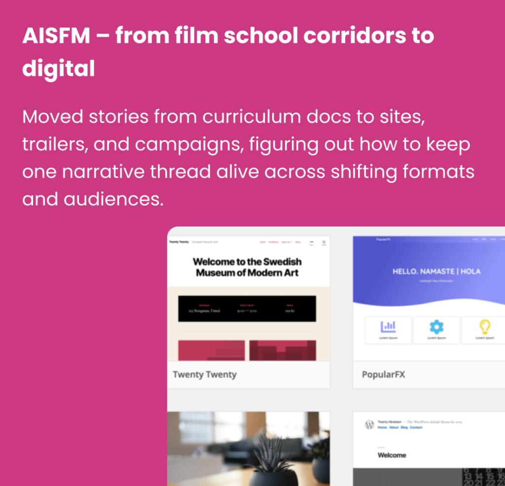 AISFM – from film school corridors to digital
